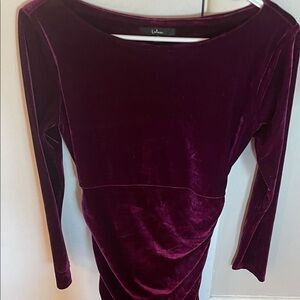 Lulu's Velvet Long Sleeve Dress in Deep Purple